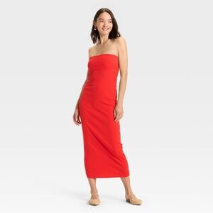 XL Elegant Red Strapless Dress, NEW